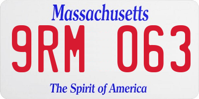 MA license plate 9RM063