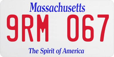 MA license plate 9RM067
