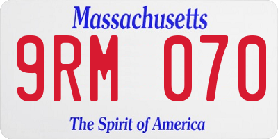 MA license plate 9RM070