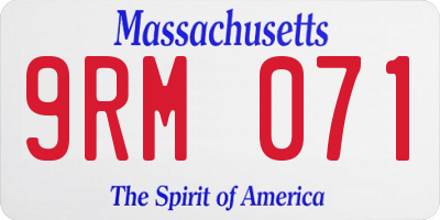 MA license plate 9RM071
