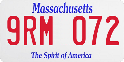 MA license plate 9RM072