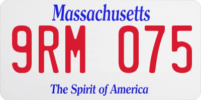 MA license plate 9RM075