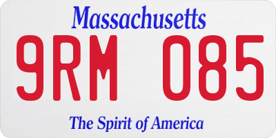 MA license plate 9RM085