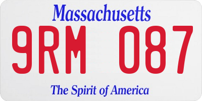 MA license plate 9RM087