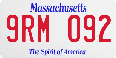 MA license plate 9RM092