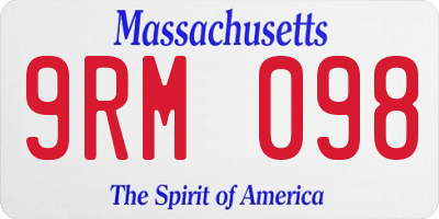 MA license plate 9RM098