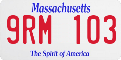 MA license plate 9RM103