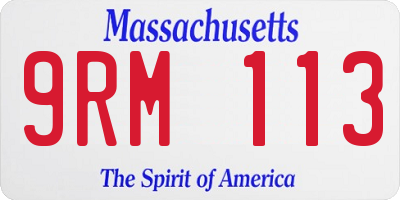MA license plate 9RM113