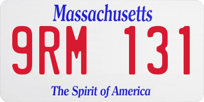MA license plate 9RM131