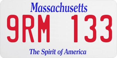 MA license plate 9RM133