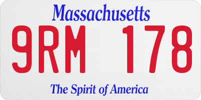 MA license plate 9RM178
