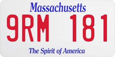 MA license plate 9RM181