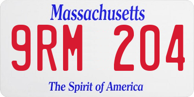 MA license plate 9RM204