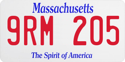 MA license plate 9RM205