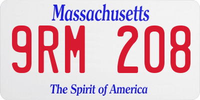 MA license plate 9RM208