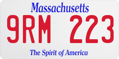 MA license plate 9RM223