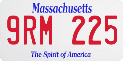 MA license plate 9RM225