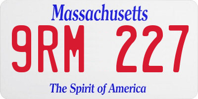 MA license plate 9RM227