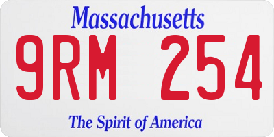 MA license plate 9RM254
