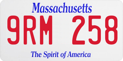 MA license plate 9RM258