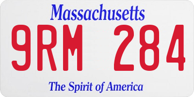 MA license plate 9RM284