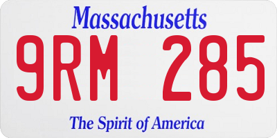 MA license plate 9RM285