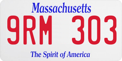MA license plate 9RM303