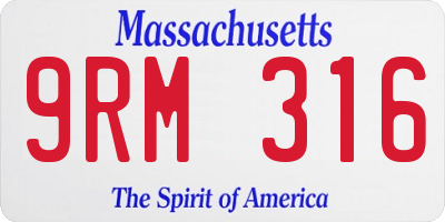MA license plate 9RM316