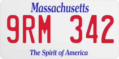 MA license plate 9RM342