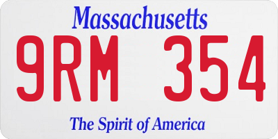 MA license plate 9RM354