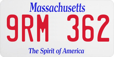 MA license plate 9RM362