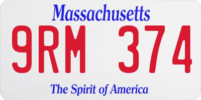 MA license plate 9RM374