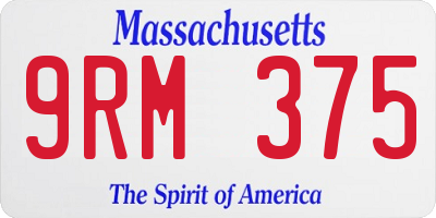 MA license plate 9RM375