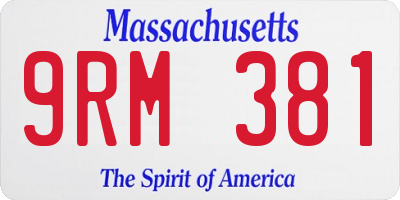 MA license plate 9RM381