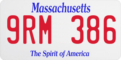 MA license plate 9RM386