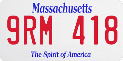 MA license plate 9RM418