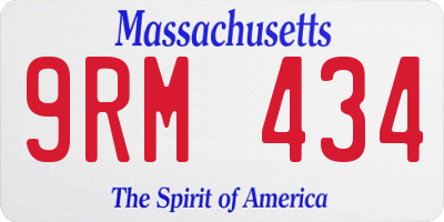 MA license plate 9RM434