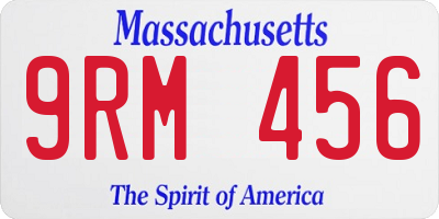 MA license plate 9RM456