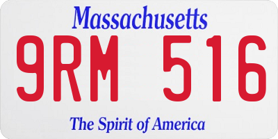 MA license plate 9RM516