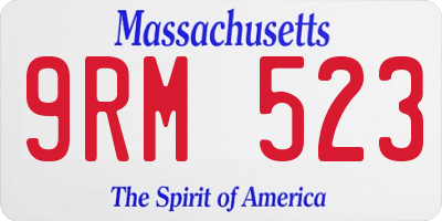 MA license plate 9RM523