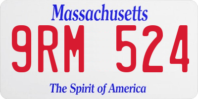 MA license plate 9RM524
