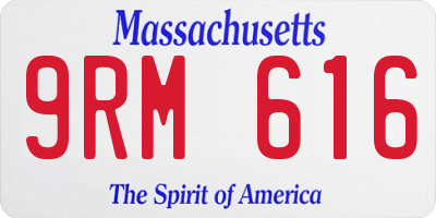 MA license plate 9RM616