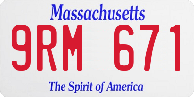 MA license plate 9RM671