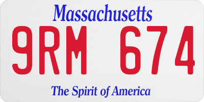 MA license plate 9RM674