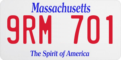 MA license plate 9RM701