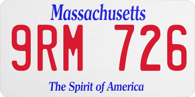 MA license plate 9RM726