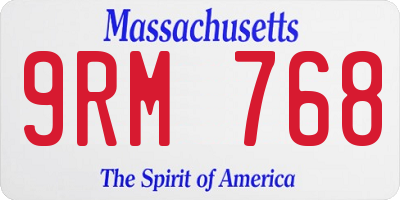 MA license plate 9RM768