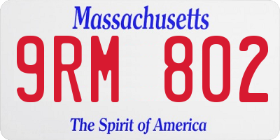 MA license plate 9RM802