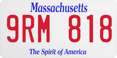 MA license plate 9RM818