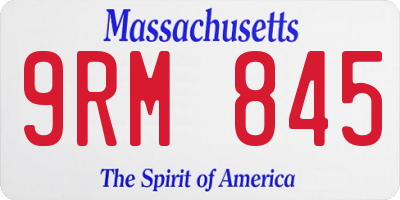 MA license plate 9RM845